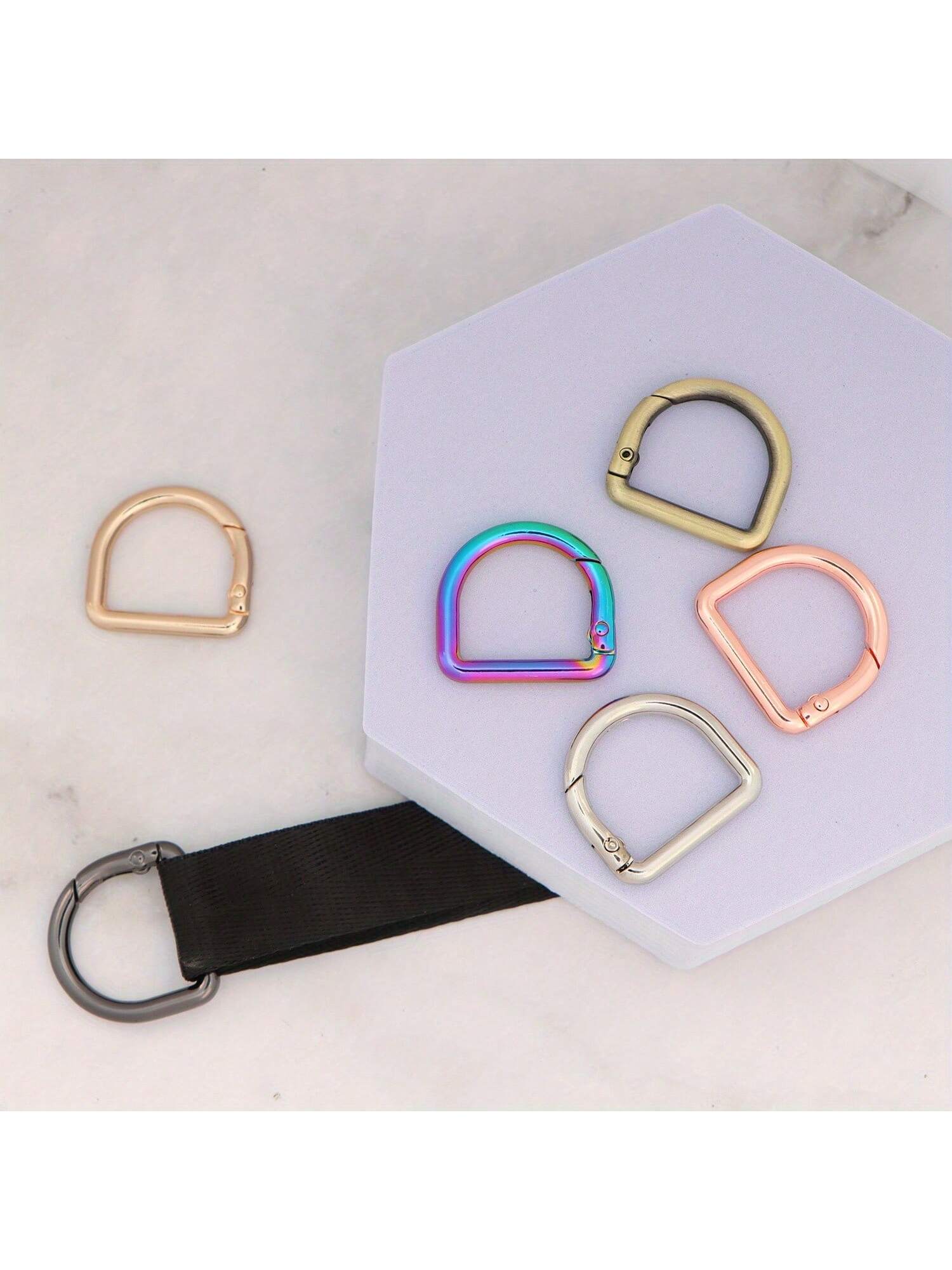 5pcs D-Ring Spring Snap Clips Connectors, Suitable For Belts, Backpacks, Handbags, Wallets, Keychains, Carabiners