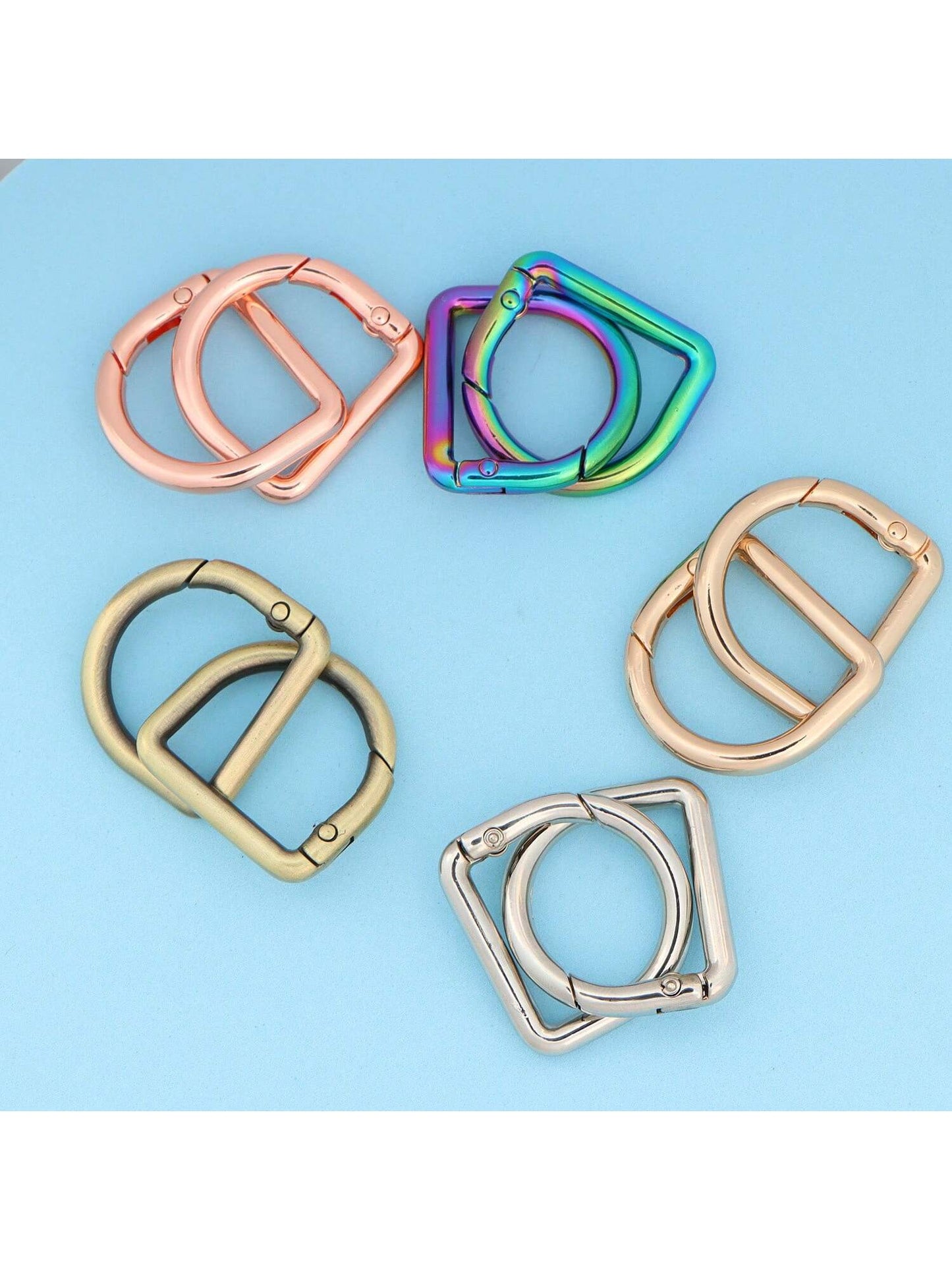 5pcs D-Ring Spring Snap Clips Connectors, Suitable For Belts, Backpacks, Handbags, Wallets, Keychains, Carabiners