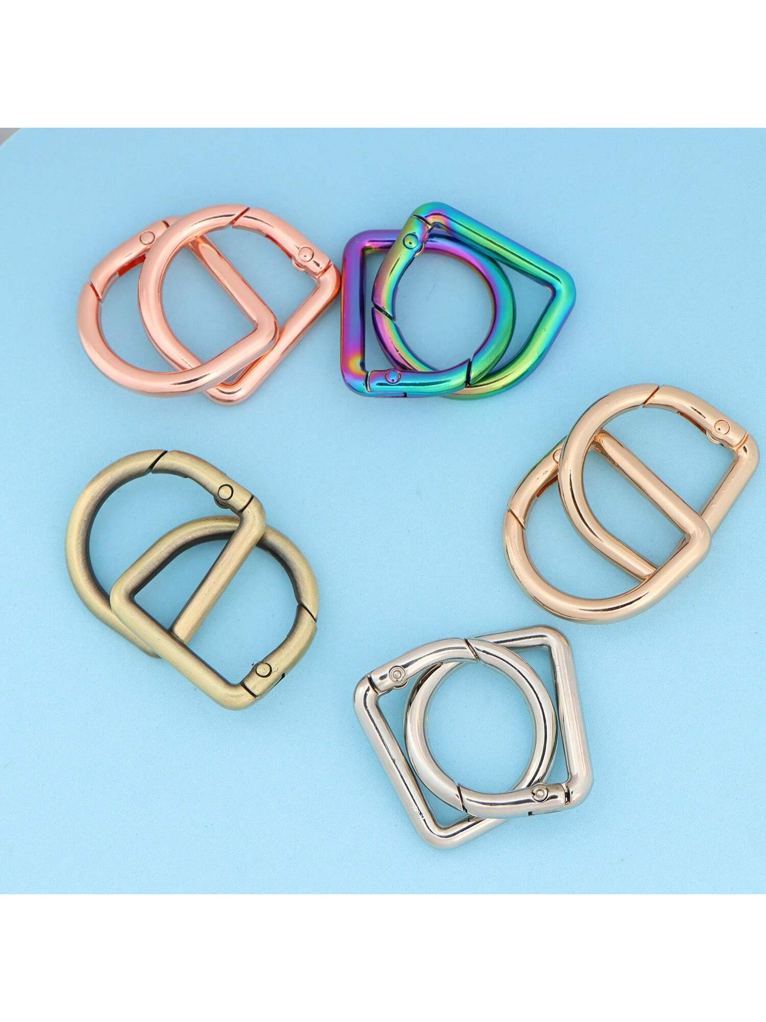 5pcs D-Ring Spring Snap Clips Connectors, Suitable For Belts, Backpacks, Handbags, Wallets, Keychains, Carabiners