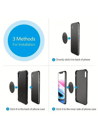 5pcs Electroplated Black Iron Sheet Phone Holder Accessory With 40mm Diameter And Adhesive Backing