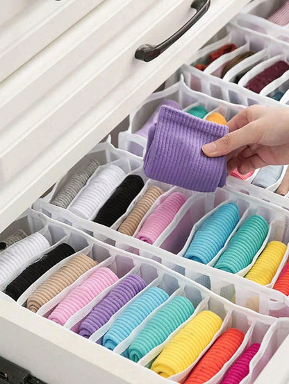 5pcs Foldable Clothes Drawer Organizers, For Baby Diapers, Bibs, Socks And Handkerchief Storage, Compartment Storage Box, 11 Grids + 7 Grids