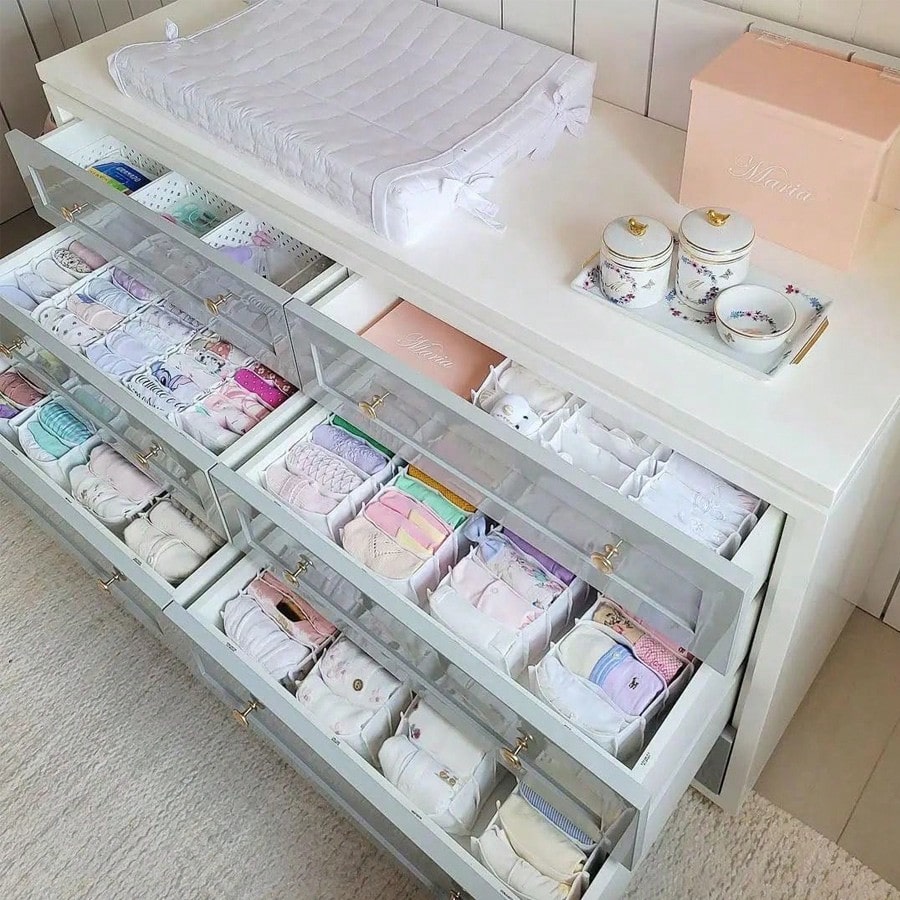 5pcs Foldable Clothes Drawer Organizers, For Baby Diapers, Bibs, Socks And Handkerchief Storage, Compartment Storage Box, 11 Grids + 7 Grids