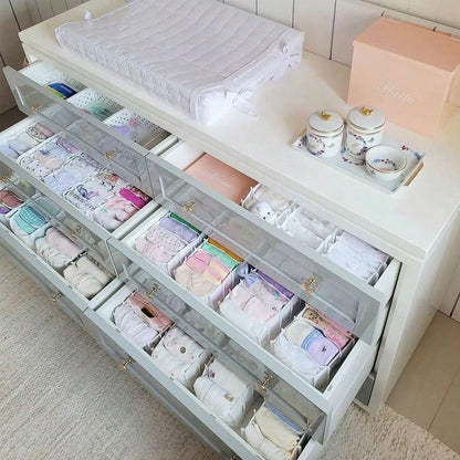 5pcs Foldable Clothes Drawer Organizers, For Baby Diapers, Bibs, Socks And Handkerchief Storage, Compartment Storage Box, 11 Grids + 7 Grids