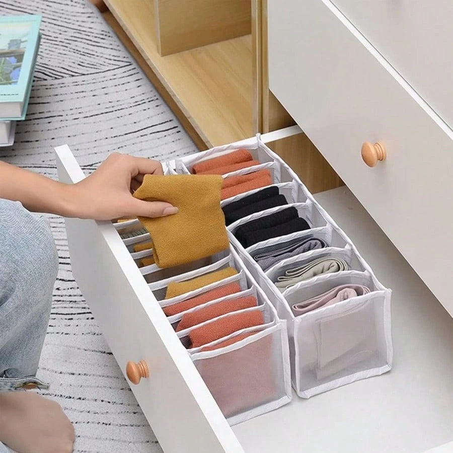 5pcs Foldable Clothes Drawer Organizers, For Baby Diapers, Bibs, Socks And Handkerchief Storage, Compartment Storage Box, 11 Grids + 7 Grids