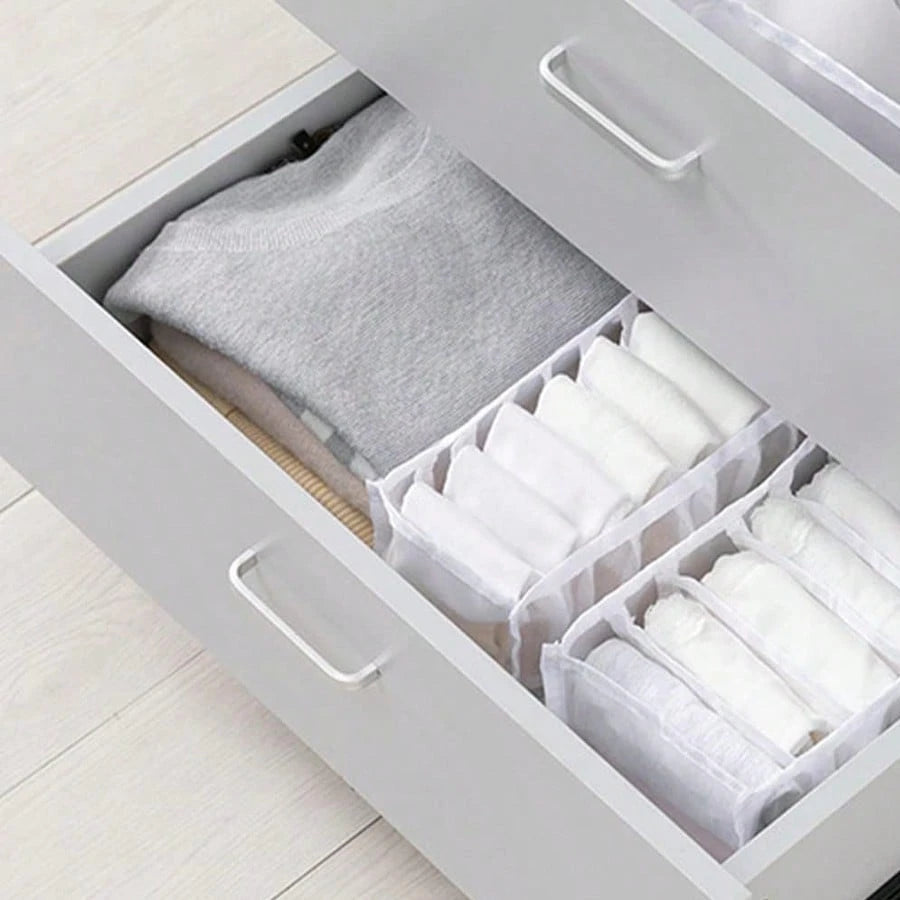 5pcs Foldable Clothes Drawer Organizers, For Baby Diapers, Bibs, Socks And Handkerchief Storage, Compartment Storage Box, 11 Grids + 7 Grids