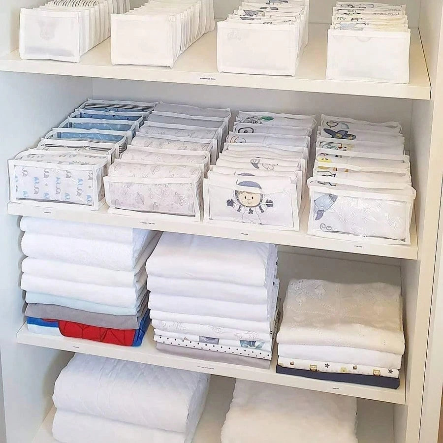 5pcs Foldable Clothes Drawer Organizers, For Baby Diapers, Bibs, Socks And Handkerchief Storage, Compartment Storage Box, 11 Grids + 7 Grids