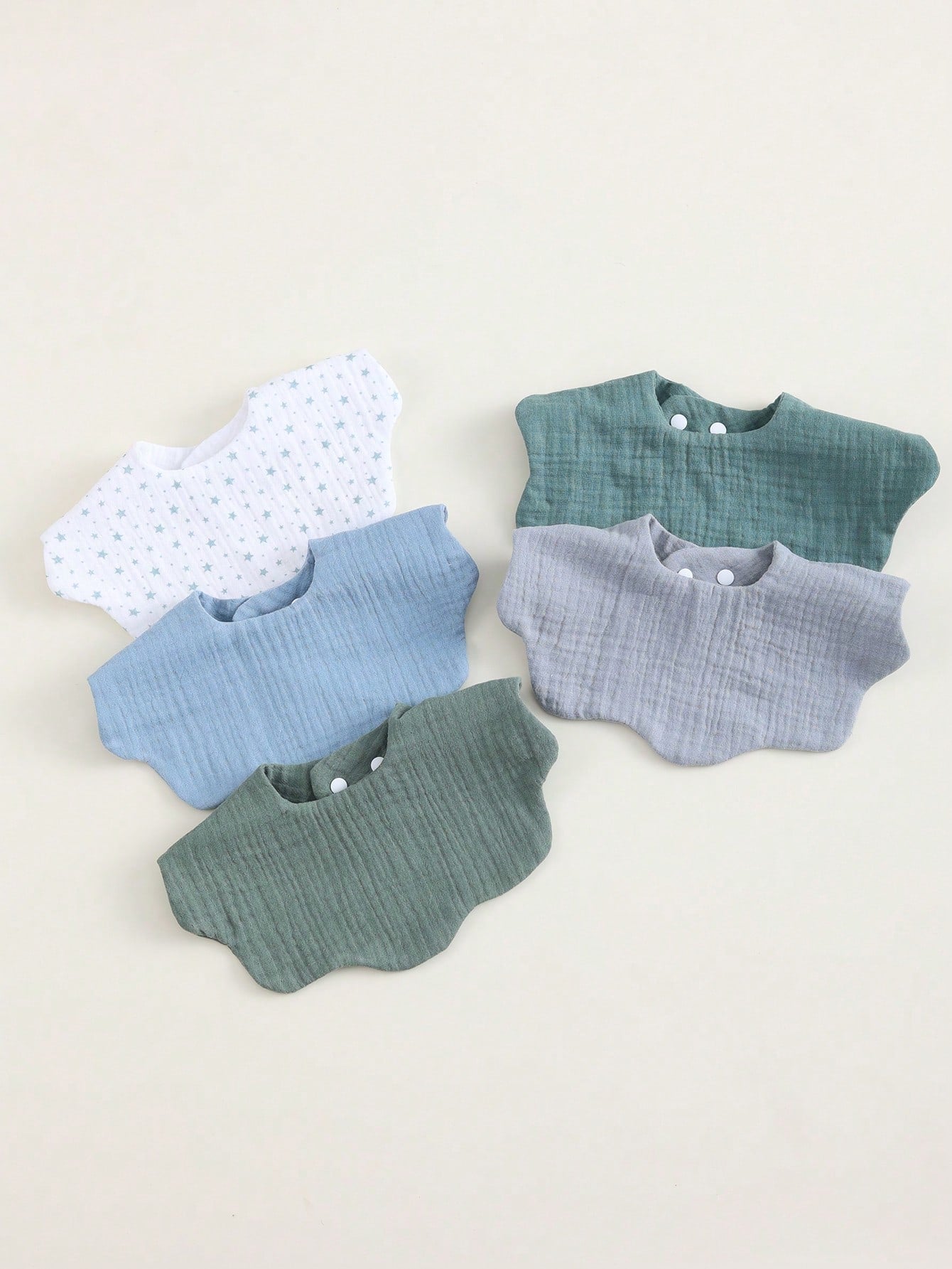 5pcs/Pack Cotton Absorbent Breathable Bibs, Fashionable Baby Burp Cloths, Soft Muslim Cotton