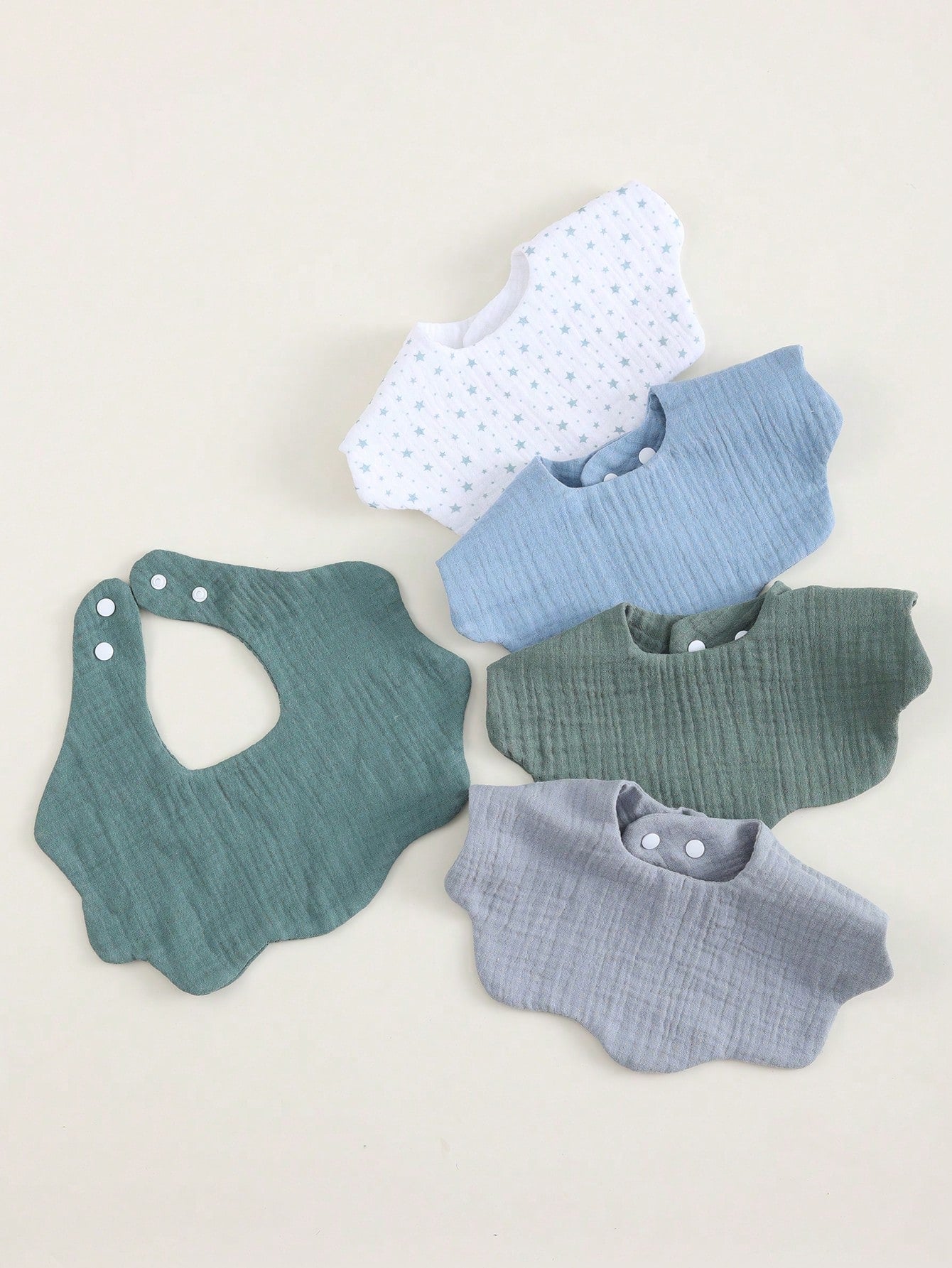 5pcs/Pack Cotton Absorbent Breathable Bibs, Fashionable Baby Burp Cloths, Soft Muslim Cotton