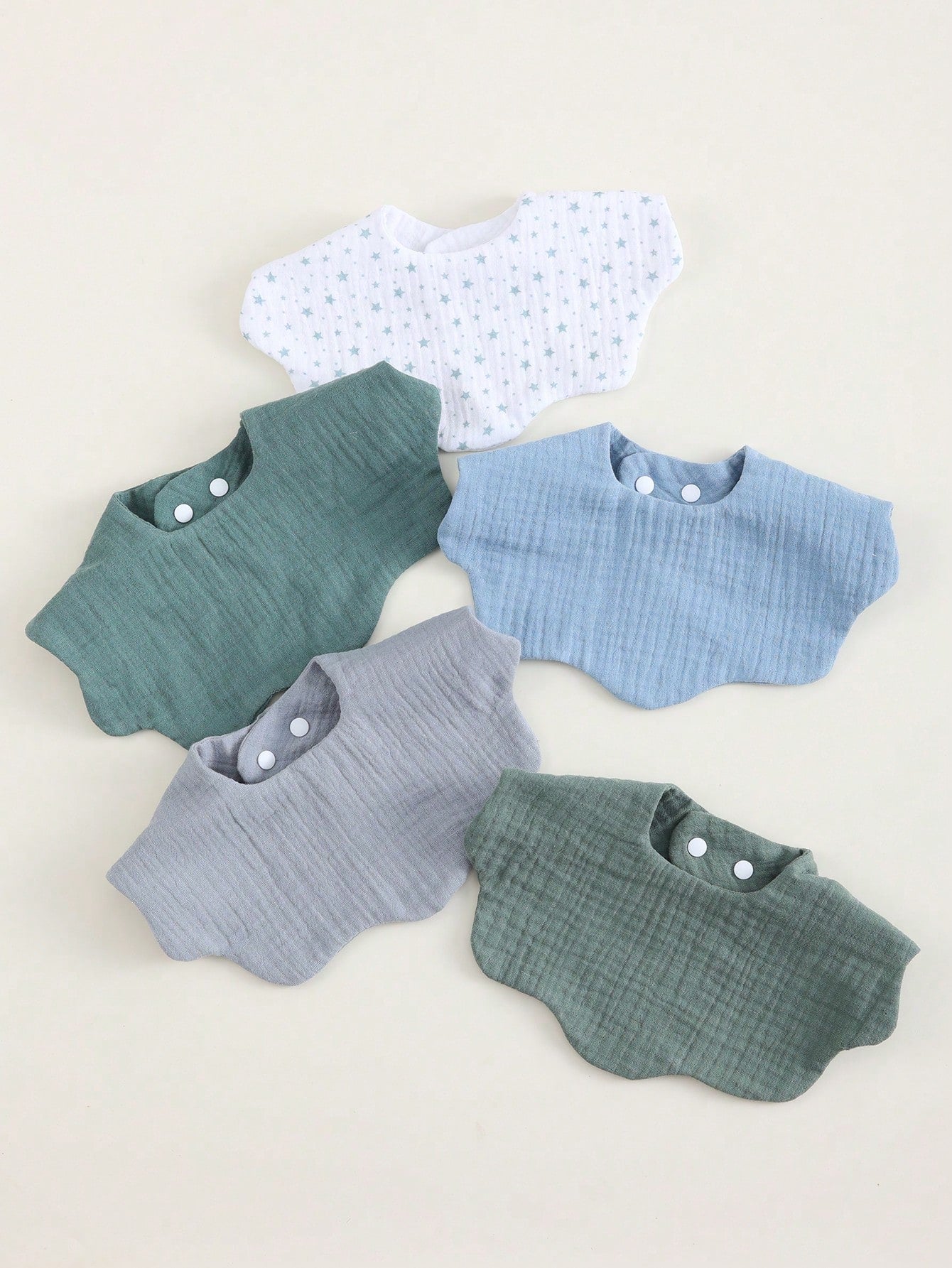5pcs/Pack Cotton Absorbent Breathable Bibs, Fashionable Baby Burp Cloths, Soft Muslim Cotton
