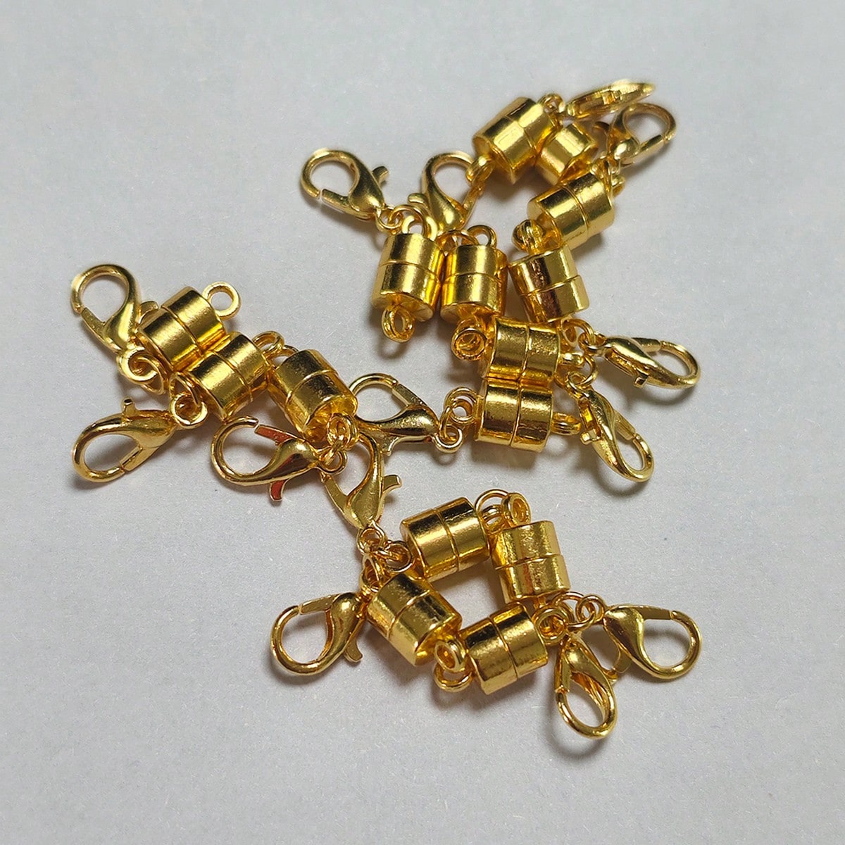 6/12pcs Magnetic Necklace Clasp With Lobster Claw, 14K Gold And Silver Color Magnetic Jewelry Clasps For Necklace Extender Bracelet Clasp Ring (Mini Size)