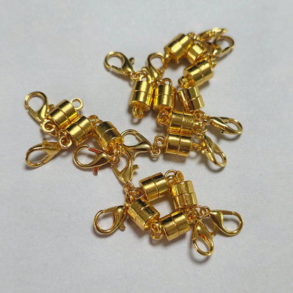 6/12pcs Magnetic Necklace Clasp With Lobster Claw, 14K Gold And Silver Color Magnetic Jewelry Clasps For Necklace Extender Bracelet Clasp Ring (Mini Size)
