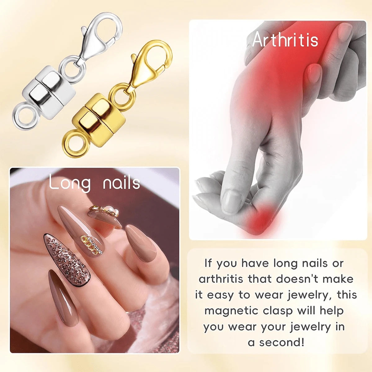 6/12pcs Magnetic Necklace Clasp With Lobster Claw, 14K Gold And Silver Color Magnetic Jewelry Clasps For Necklace Extender Bracelet Clasp Ring (Mini Size)