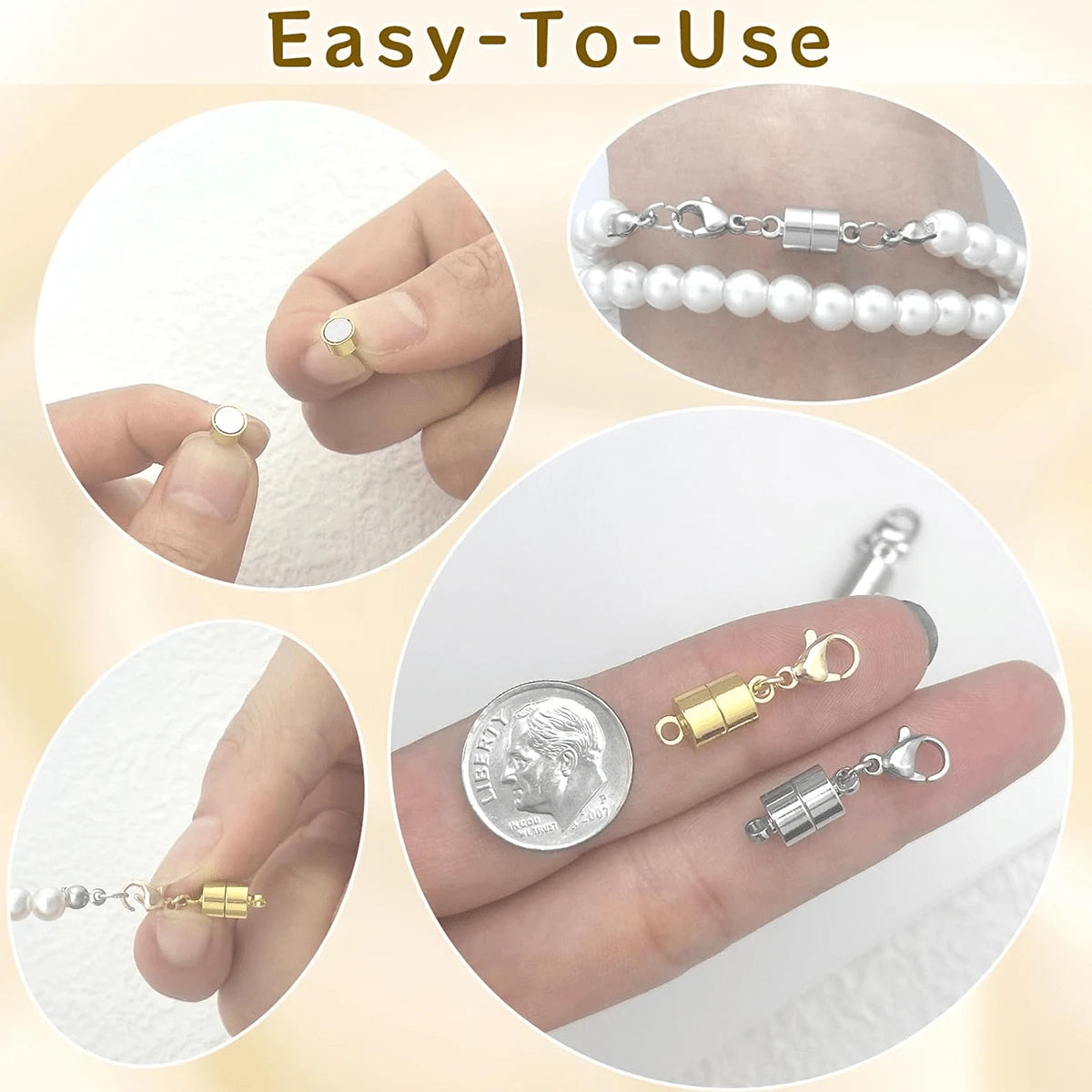 6/12pcs Magnetic Necklace Clasp With Lobster Claw, 14K Gold And Silver Color Magnetic Jewelry Clasps For Necklace Extender Bracelet Clasp Ring (Mini Size)