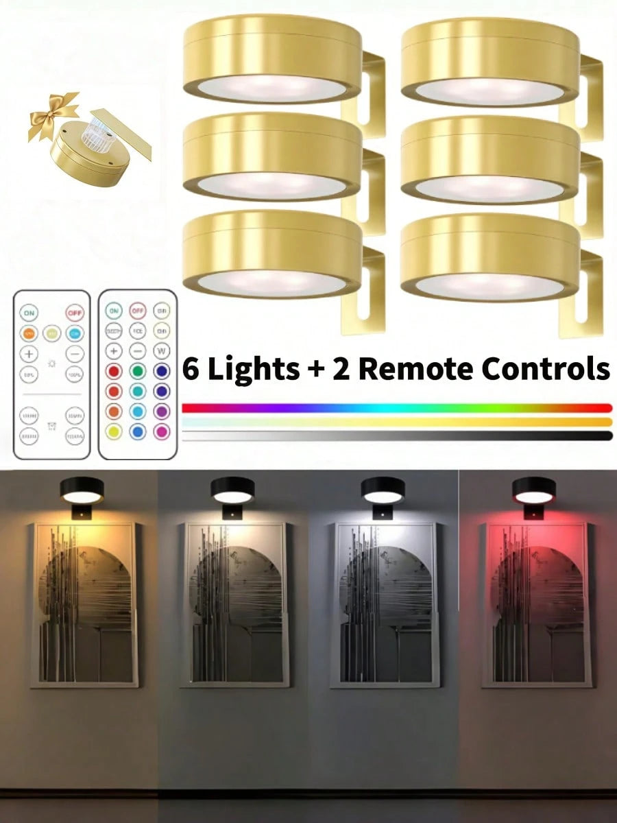6/3/1pc Led Wireless Metal Mural Lamp Lights, Magnetic Wall Lamp, Led Art Display Light, Led Painting Light, Night Light, For Wall Decor, Home Room Decor, Bedside, Bedroom, Study Staircase, Indoor Dec