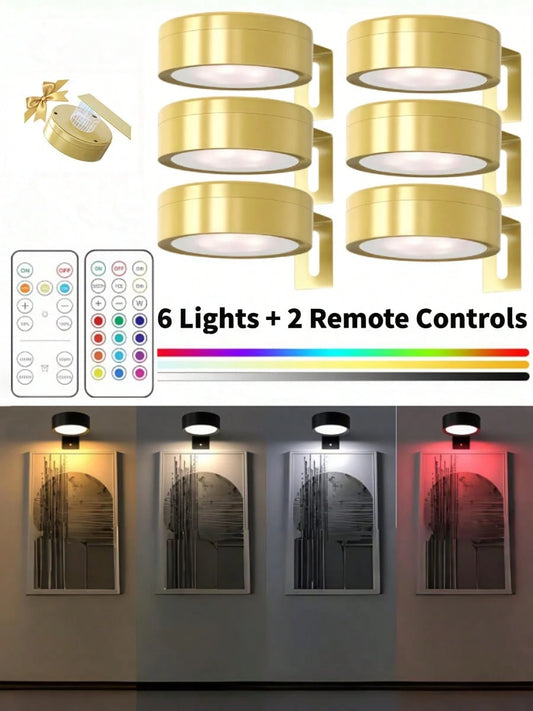 6/3/1pc Led Wireless Metal Mural Lamp Lights, Magnetic Wall Lamp, Led Art Display Light, Led Painting Light, Night Light, For Wall Decor, Home Room Decor, Bedside, Bedroom, Study Staircase, Indoor Dec