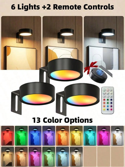 6/3/1pc Led Wireless Metal Mural Lamp Lights, Magnetic Wall Lamp, Led Art Display Light, Led Painting Light, Night Light, For Wall Decor, Home Room Decor, Bedside, Bedroom, Study Staircase, Indoor Dec