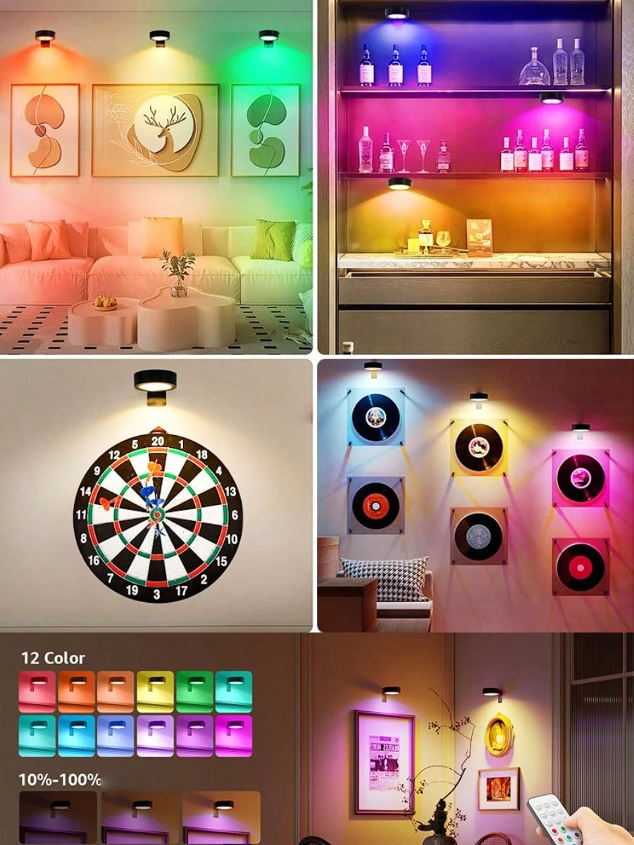 6/3/1pc Led Wireless Metal Mural Lamp Lights, Magnetic Wall Lamp, Led Art Display Light, Led Painting Light, Night Light, For Wall Decor, Home Room Decor, Bedside, Bedroom, Study Staircase, Indoor Dec
