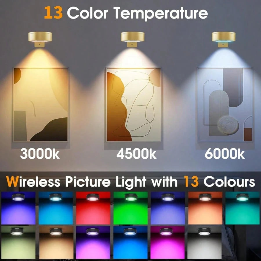 6/3/1pc Led Wireless Metal Mural Lamp Lights, Magnetic Wall Lamp, Led Art Display Light, Led Painting Light, Night Light, For Wall Decor, Home Room Decor, Bedside, Bedroom, Study Staircase, Indoor Dec
