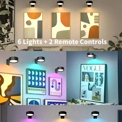 6/3/1pc Led Wireless Metal Mural Lamp Lights, Magnetic Wall Lamp, Led Art Display Light, Led Painting Light, Night Light, For Wall Decor, Home Room Decor, Bedside, Bedroom, Study Staircase, Indoor Dec