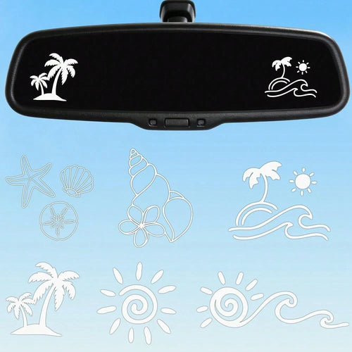 6 Pcs Beach Ocean Car Stickers, Tropical Pa 1lm Sun Sticker Decals For Outside Of Car, Cute Summer Stickers For Automotive Bumper Windo