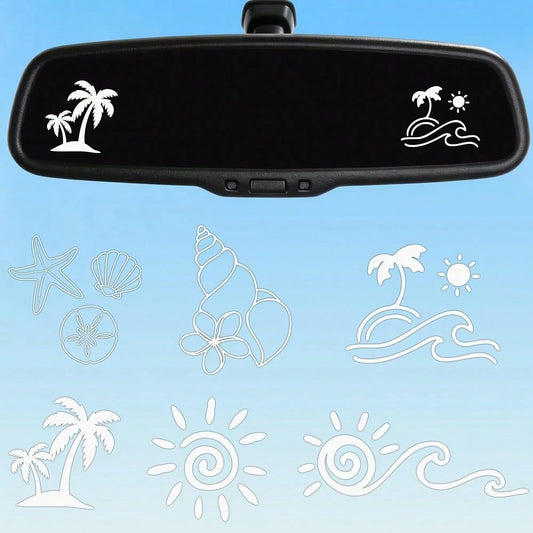 6 Pcs Beach Ocean Car Stickers, Tropical Pa 1lm Sun Sticker Decals For Outside Of Car, Cute Summer Stickers For Automotive Bumper Windo