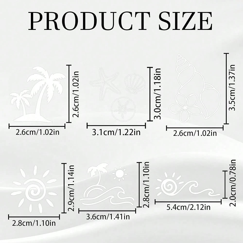 6 Pcs Beach Ocean Car Stickers, Tropical Pa 1lm Sun Sticker Decals For Outside Of Car, Cute Summer Stickers For Automotive Bumper Windo