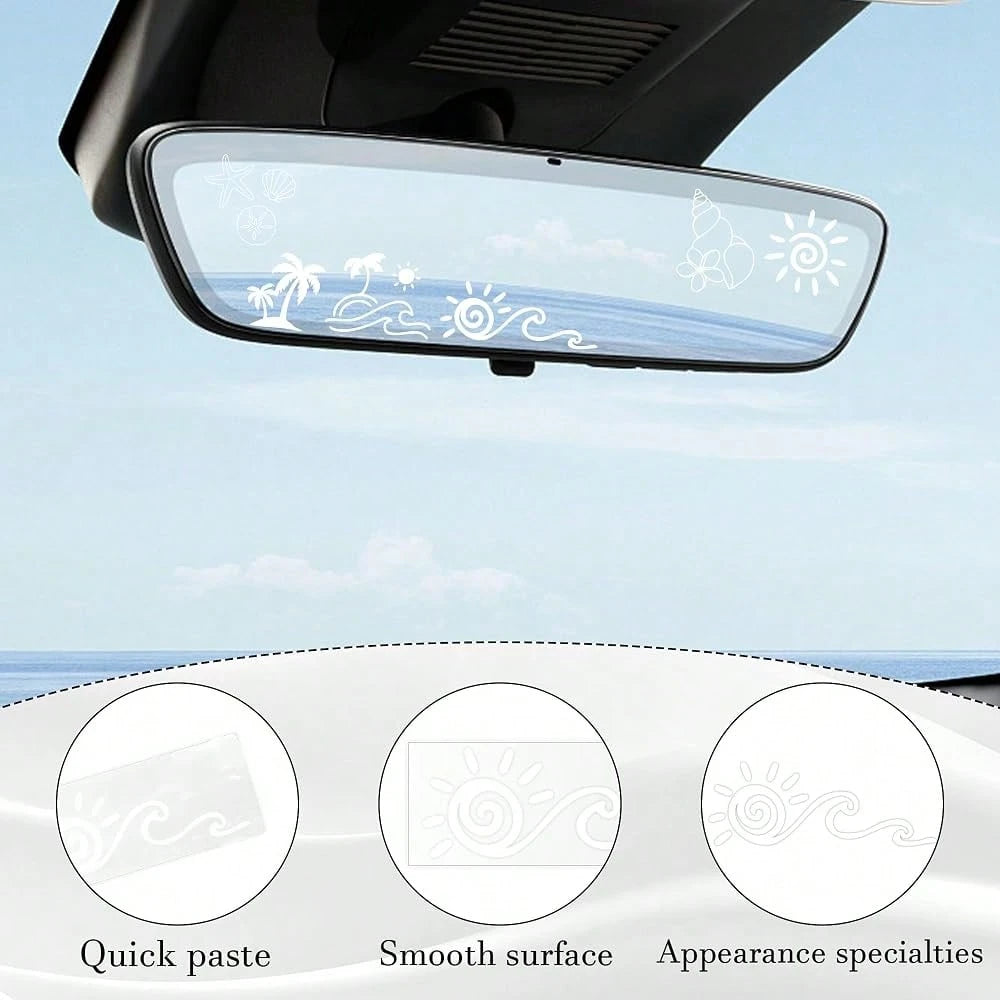 6 Pcs Beach Ocean Car Stickers, Tropical Pa 1lm Sun Sticker Decals For Outside Of Car, Cute Summer Stickers For Automotive Bumper Windo