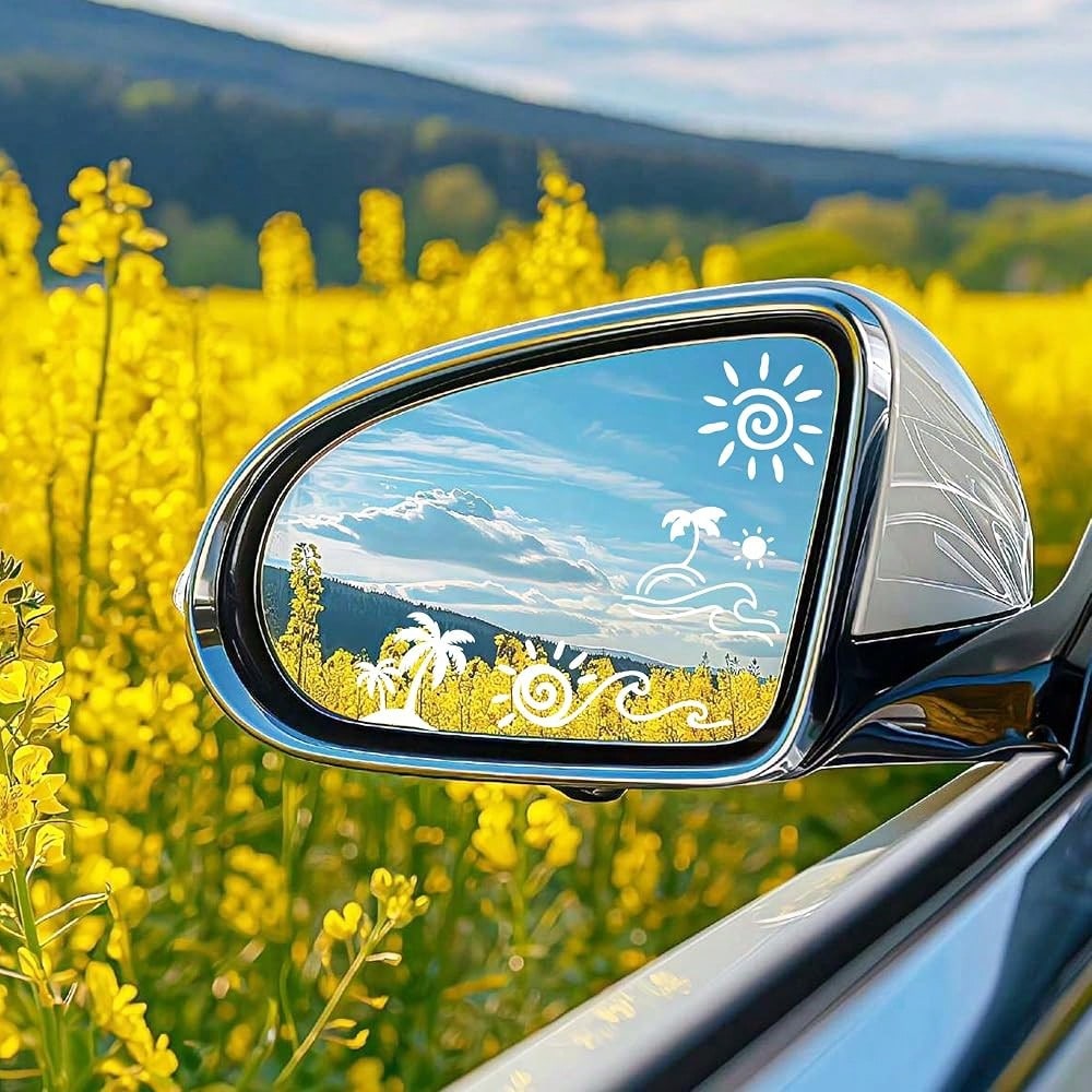 6 Pcs Beach Ocean Car Stickers, Tropical Pa 1lm Sun Sticker Decals For Outside Of Car, Cute Summer Stickers For Automotive Bumper Windo