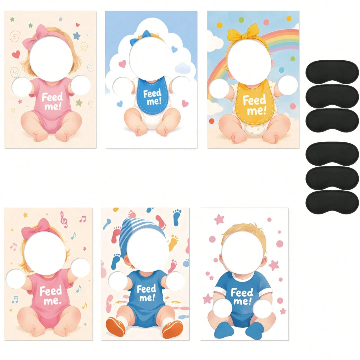 "6 Sets Blindfolded Baby Shower Games Feed Me Baby Shower Game Blindfolded Baby Food Feeding Game Gender Reveal Game Baby Shower Party Supplies"