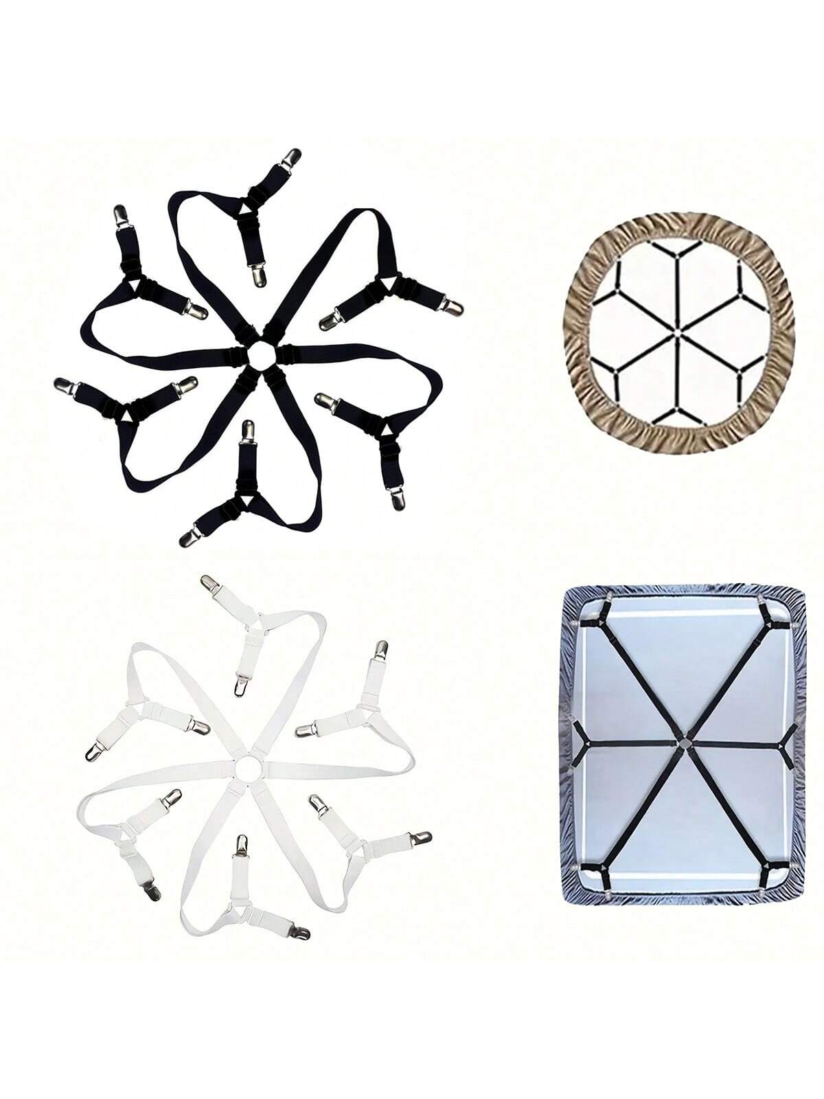 6 Side 12 Pegs Bed Sheet Clip, Adjustable Sofa Bed Sheet Fastener, Tablecloth Clip, Anti-Running And Anti-Slip Bed Sheet Buckle