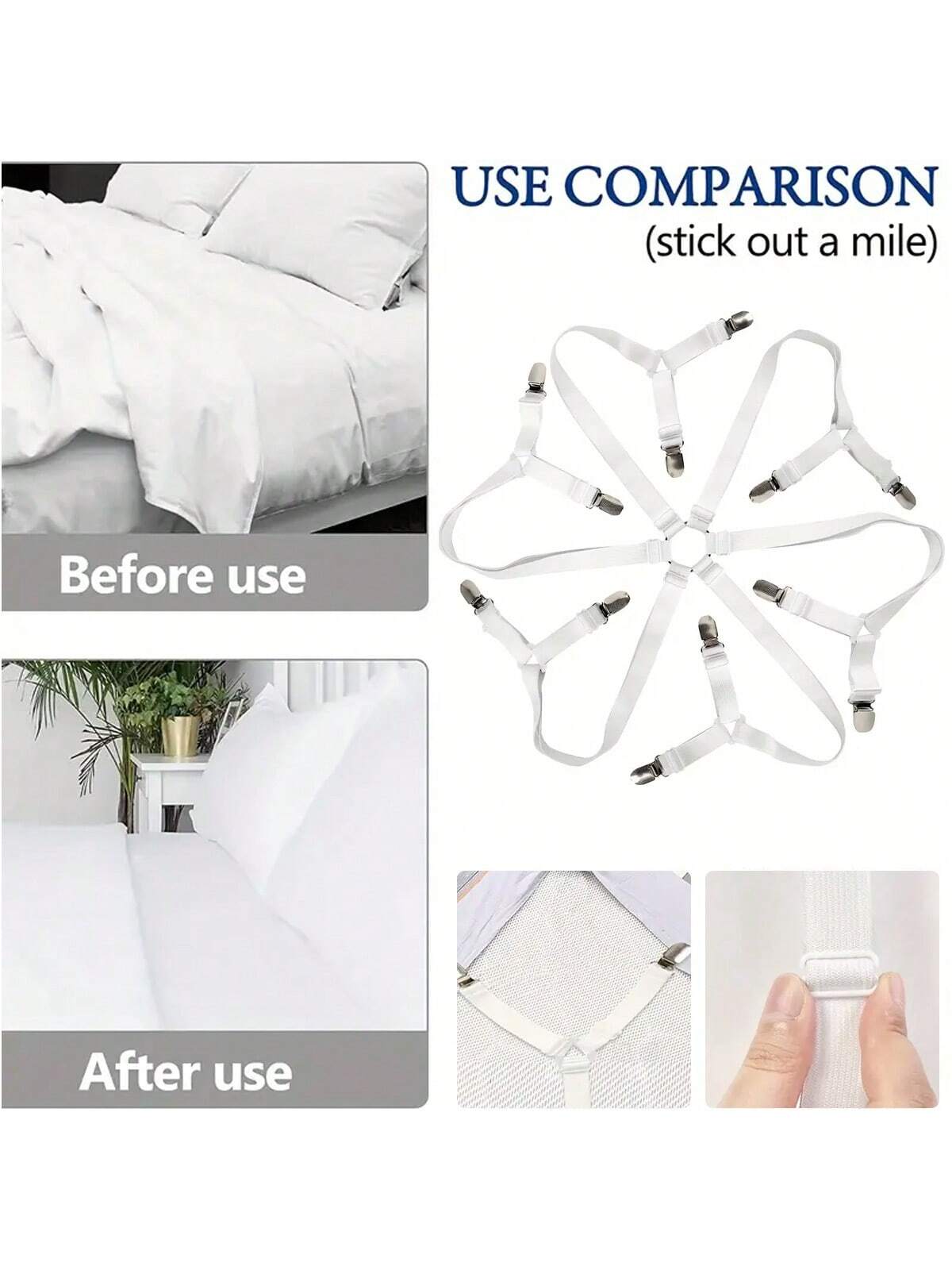 6 Side 12 Pegs Bed Sheet Clip, Adjustable Sofa Bed Sheet Fastener, Tablecloth Clip, Anti-Running And Anti-Slip Bed Sheet Buckle