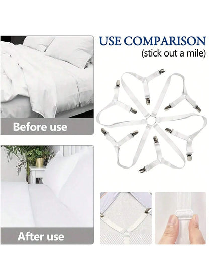 6 Side 12 Pegs Bed Sheet Clip, Adjustable Sofa Bed Sheet Fastener, Tablecloth Clip, Anti-Running And Anti-Slip Bed Sheet Buckle