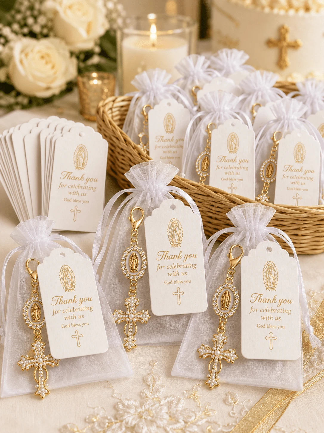 60pcs/20sets Baptism Cross Keychain Favors, Baptism Souvenirs, First Communion Keepsakes, Baptism Gifts For Girls, Baby Shower Gifts For Guests, Wedding Guest Favors, Baptism Favors