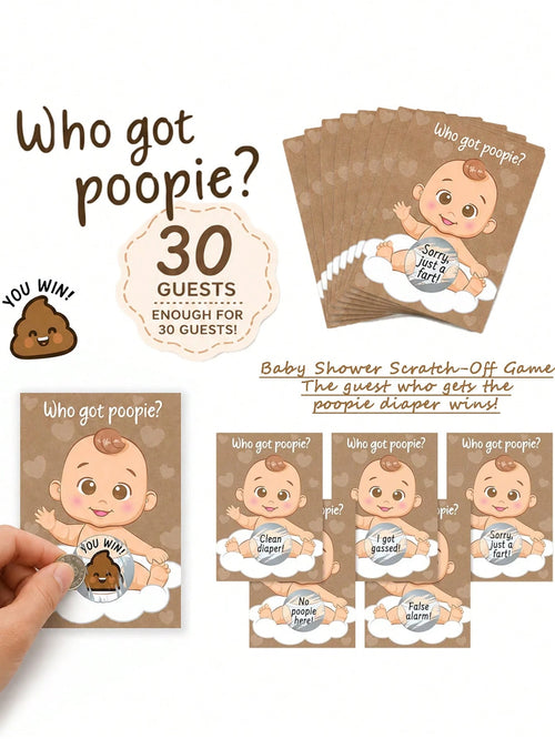 60pcs/30pcs- Baby Shower Party Fun & Joy Baby Gift Party- Funny Poop Scratch-Off- Unisex Ideal Choice, Diaper Raffle Tickets, Gender Reveal Party Supplies, Baby Shower Party Favors, Baby Shower Act