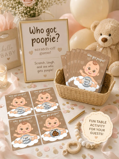 60pcs/30pcs- Baby Shower Party Fun & Joy Baby Gift Party- Funny Poop Scratch-Off- Unisex Ideal Choice, Diaper Raffle Tickets, Gender Reveal Party Supplies, Baby Shower Party Favors, Baby Shower Act