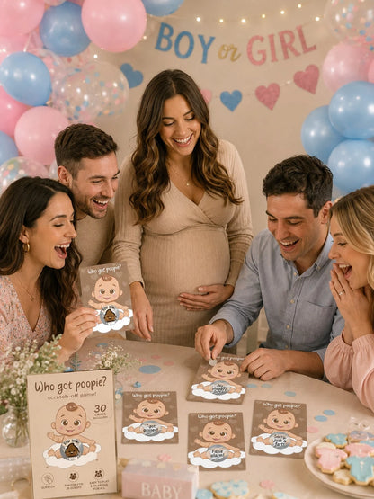 60pcs/30pcs- Baby Shower Party Fun & Joy Baby Gift Party- Funny Poop Scratch-Off- Unisex Ideal Choice, Diaper Raffle Tickets, Gender Reveal Party Supplies, Baby Shower Party Favors, Baby Shower Act