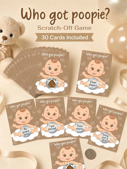 60pcs/30pcs- Baby Shower Party Fun & Joy Baby Gift Party- Funny Poop Scratch-Off- Unisex Ideal Choice, Diaper Raffle Tickets, Gender Reveal Party Supplies, Baby Shower Party Favors, Baby Shower Act