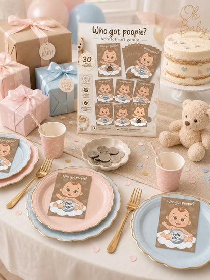 60pcs/30pcs- Baby Shower Party Fun & Joy Baby Gift Party- Funny Poop Scratch-Off- Unisex Ideal Choice, Diaper Raffle Tickets, Gender Reveal Party Supplies, Baby Shower Party Favors, Baby Shower Act