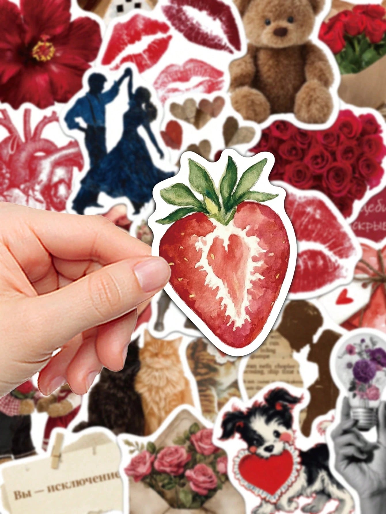 60pcs Heart-Fluttering Retro Stickers Gift Cartoon Decoration Scrapbook Laptop Luggage Guitar Phone Case DIY Decal
