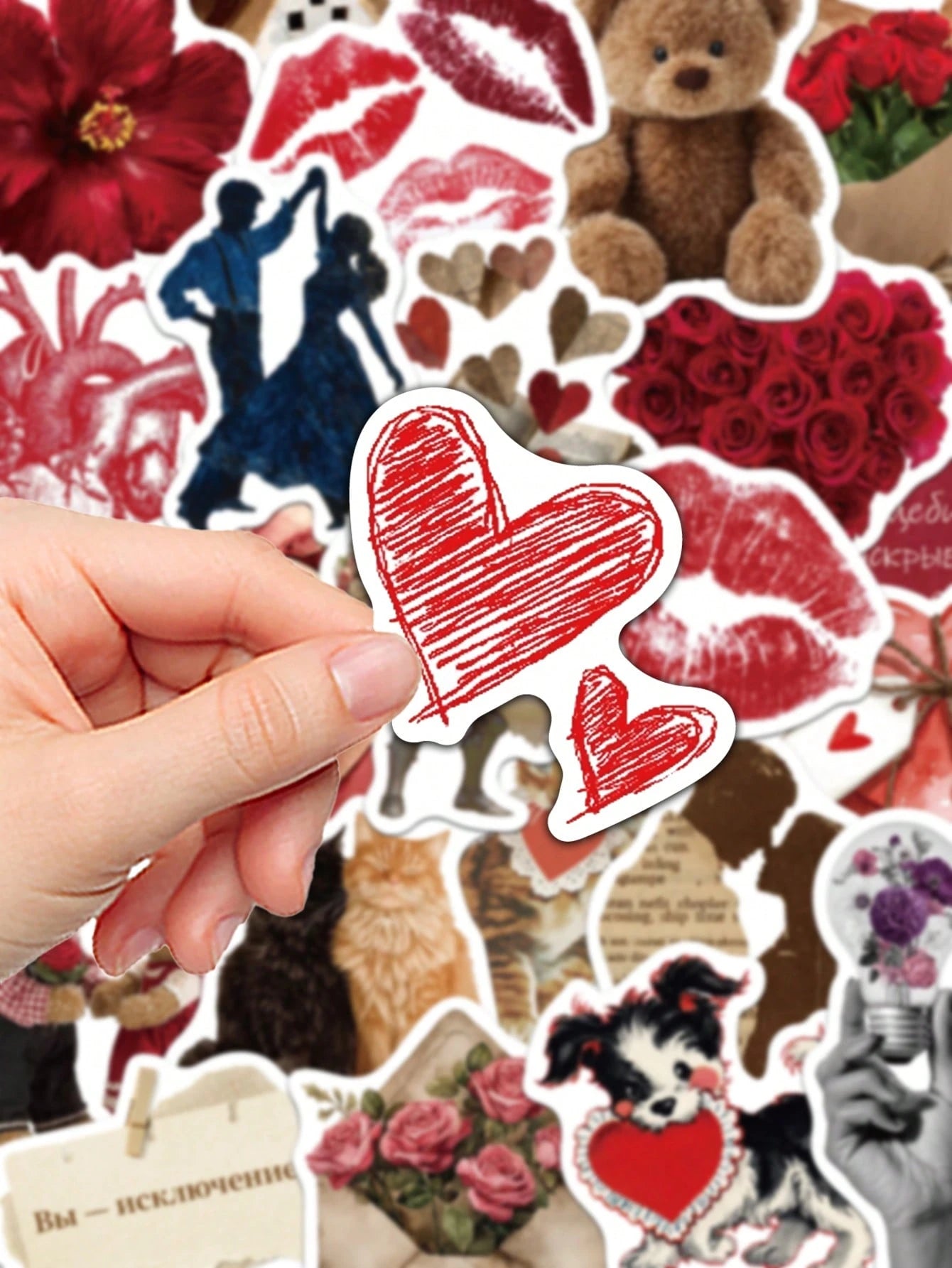 60pcs Heart-Fluttering Retro Stickers Gift Cartoon Decoration Scrapbook Laptop Luggage Guitar Phone Case DIY Decal