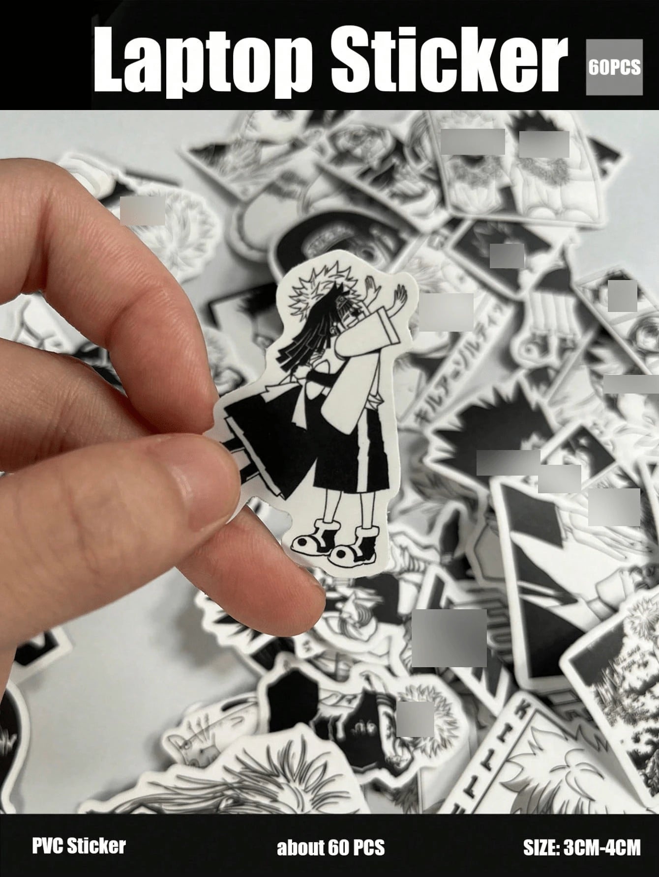 60pcs, HXH, Killua Zoldyck, Hisoka Morrow, Kurapika, Chrollo Lucilfer, Gon FREECSS, Anime, Otaku Culture Enthusiasts, Suitable For Luggage, Laptop, Refrigerator, Phone, Water Bottle, Car, Helmet, Perf
