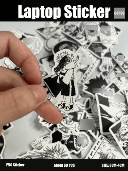 60pcs, HXH, Killua Zoldyck, Hisoka Morrow, Kurapika, Chrollo Lucilfer, Gon FREECSS, Anime, Otaku Culture Enthusiasts, Suitable For Luggage, Laptop, Refrigerator, Phone, Water Bottle, Car, Helmet, Perf