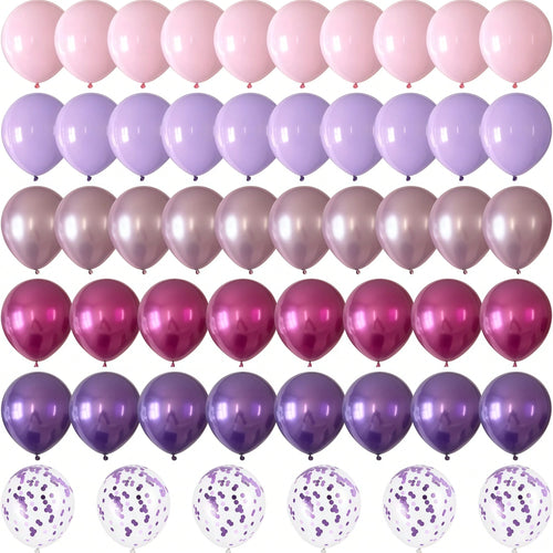 60pcs Pink And Purple Balloons, Metallic Purple Pink Hot Pink Latex, Foil Sequin Balloons, For Birthday Wedding Baby Shower Girl Party Decoration, Birthday Party Decoration, Baby Shower Decoration, Cu