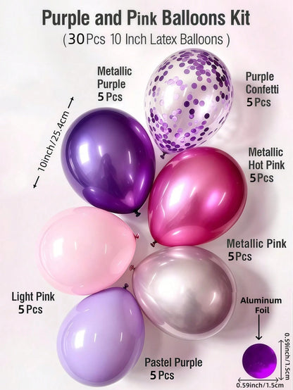 60pcs Pink And Purple Balloons, Metallic Purple Pink Hot Pink Latex, Foil Sequin Balloons, For Birthday Wedding Baby Shower Girl Party Decoration, Birthday Party Decoration, Baby Shower Decoration, Cu