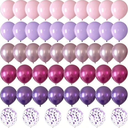 60pcs Pink And Purple Balloons, Metallic Purple Pink Hot Pink Latex, Foil Sequin Balloons, For Birthday Wedding Baby Shower Girl Party Decoration, Birthday Party Decoration, Baby Shower Decoration, Cu