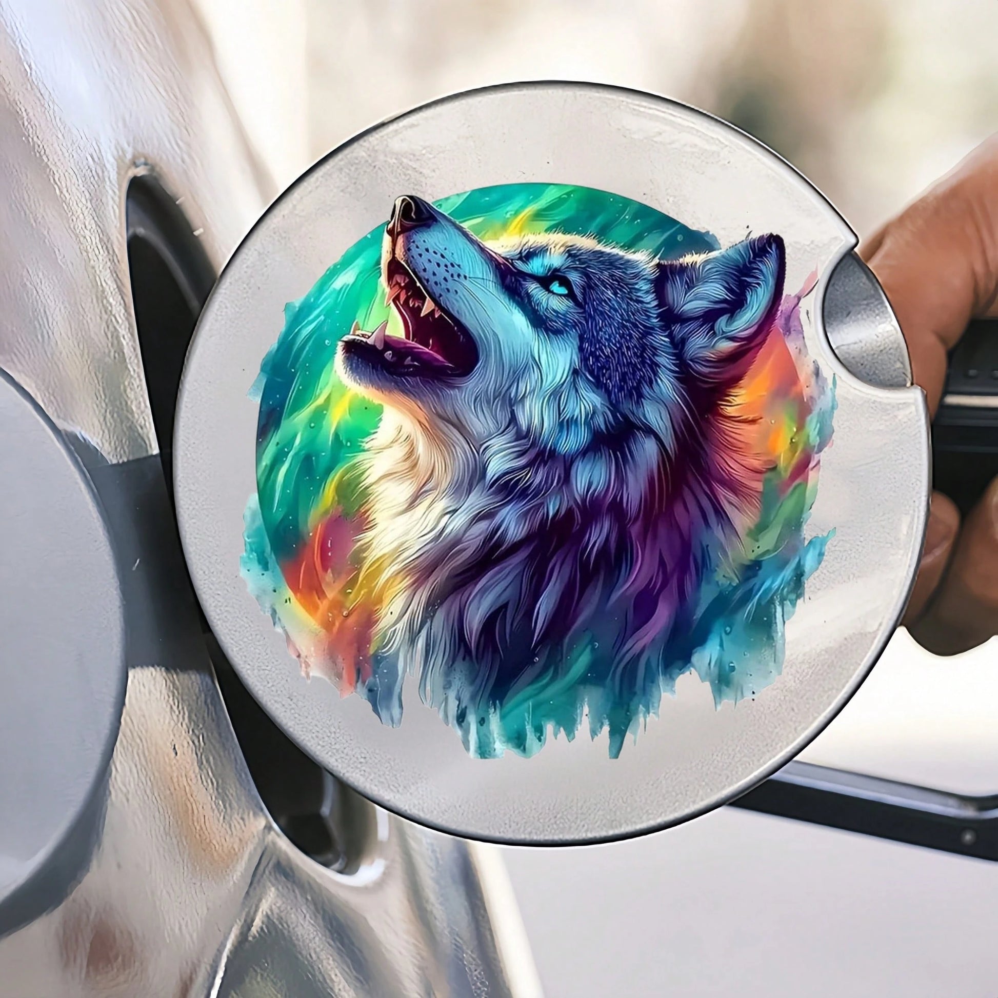 6inch Roaring Wolf Glitter Theme Pattern High-Quality Waterproof Vinyl Sticker, Car Sticker, Suitable For Cars, Laptops, Water Bottles, Trucks, Mobile Phones, Motorcycles, Windows, Walls, And Cups