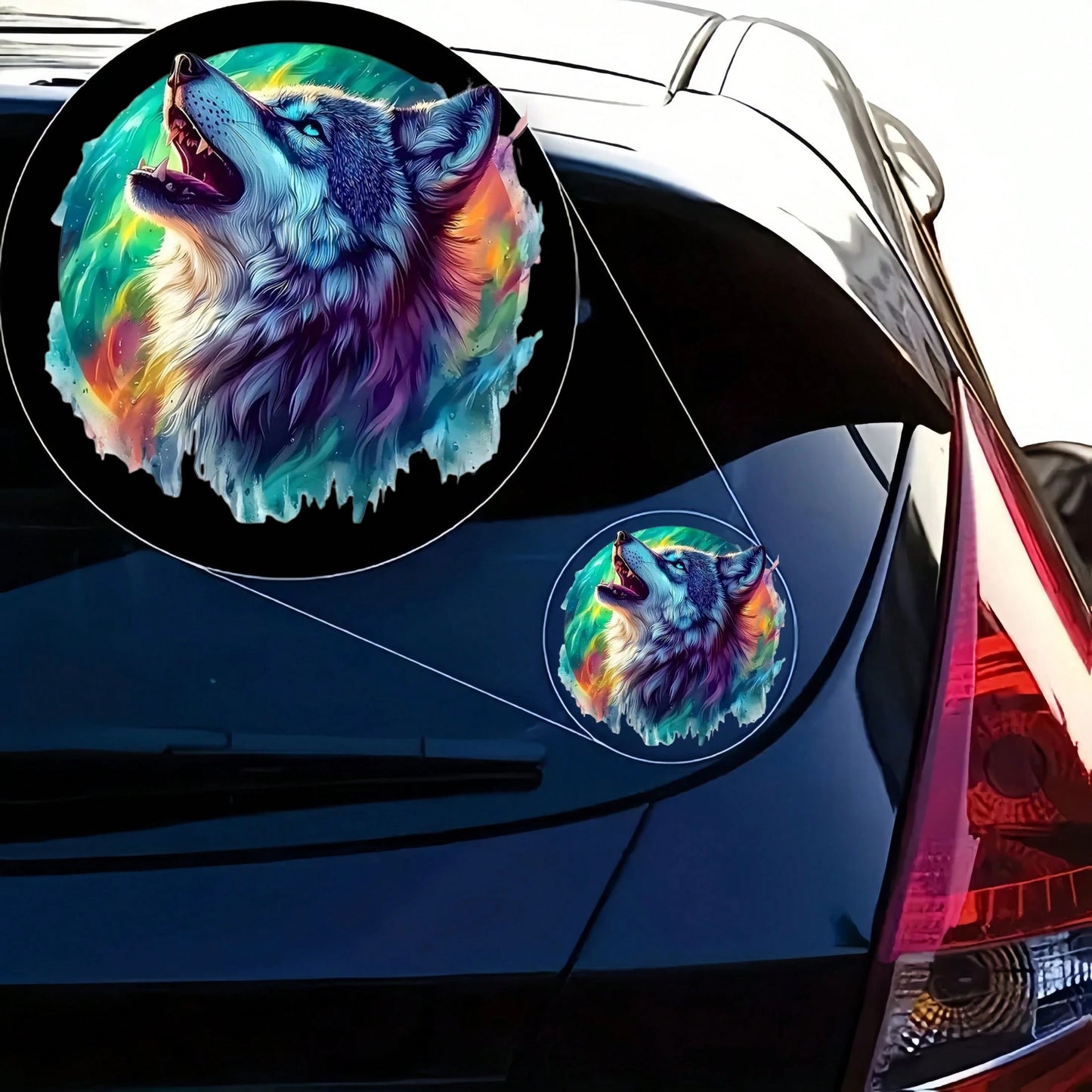 6inch Roaring Wolf Glitter Theme Pattern High-Quality Waterproof Vinyl Sticker, Car Sticker, Suitable For Cars, Laptops, Water Bottles, Trucks, Mobile Phones, Motorcycles, Windows, Walls, And Cups