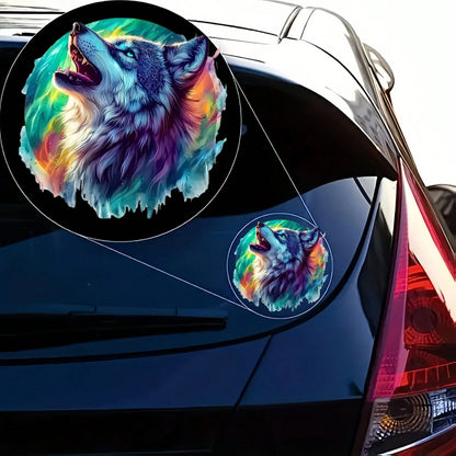 6inch Roaring Wolf Glitter Theme Pattern High-Quality Waterproof Vinyl Sticker, Car Sticker, Suitable For Cars, Laptops, Water Bottles, Trucks, Mobile Phones, Motorcycles, Windows, Walls, And Cups