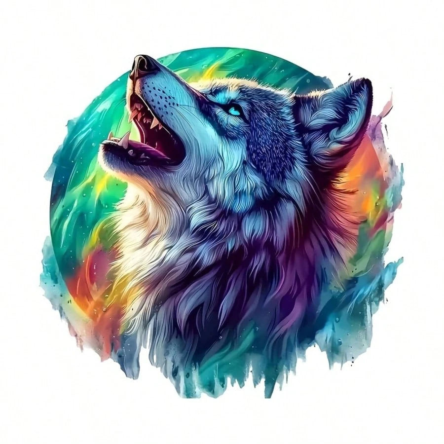 6inch Roaring Wolf Glitter Theme Pattern High-Quality Waterproof Vinyl Sticker, Car Sticker, Suitable For Cars, Laptops, Water Bottles, Trucks, Mobile Phones, Motorcycles, Windows, Walls, And Cups
