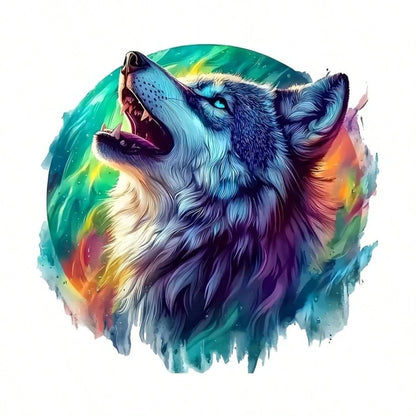 6inch Roaring Wolf Glitter Theme Pattern High-Quality Waterproof Vinyl Sticker, Car Sticker, Suitable For Cars, Laptops, Water Bottles, Trucks, Mobile Phones, Motorcycles, Windows, Walls, And Cups